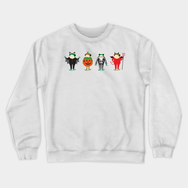 Frogs in Halloween costumes Crewneck Sweatshirt by Jennifer Ladd